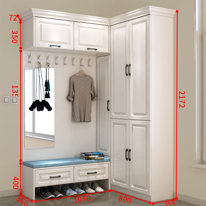 客现代多功能衣帽柜转角衣柜入户玄关柜 四门鞋柜 左转角鞋柜(尺寸可)