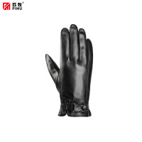 匹牧 PM-PST-009 男士真皮手套秋冬季保暖加绒防风 黑色皮带扣子 13 单位:双