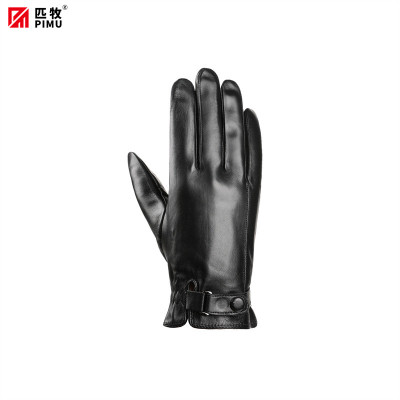 匹牧 PM-PST-009 男士真皮手套秋冬季保暖加绒防风 黑色皮带扣子 13 单位:双