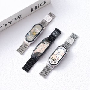 适用小米手环10/9/8/7/6/5带小米手环米兰镭雕表带NFC版智能运动硅胶个性潮男女十九八七代替换带手腕带3264