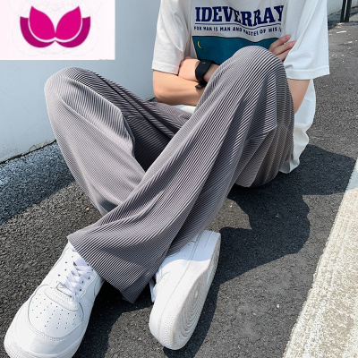 七斓直筒宽松裤子男设计小众冰丝凉感阔腿裤夏季薄款潮流拖地休闲裤