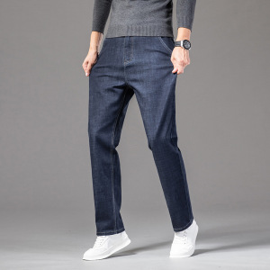 广州男装宽松直筒休闲牛仔裤男青年胖子加肥加大码弹力外穿运动裤