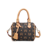 MKJF包包女士斜挎包女2023新款百搭时尚波士顿水桶圆桶包潮流印花宽肩带单肩斜挎手提枕头包