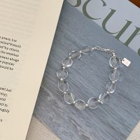 纯银天然白水晶手串清冷感基础款手链学生党高颜值手饰女夏天送女朋友老婆情人节七夕生日礼物