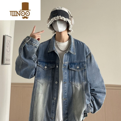YANXU美式复古牛仔外套男款2023新款小众设计感潮牌休闲工装夹克