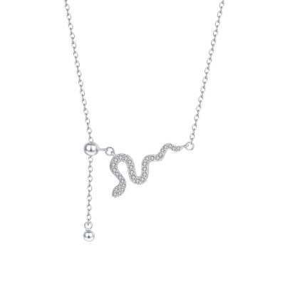 超闪满钻灵蛇项链s999纯银高级感潮流轻奢小众流苏锁骨链足银送女朋友老婆情人节七夕生日礼物