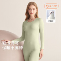 7A德绒保暖内衣女士无痕磨毛秋冬季发热水貂绒秋衣秋裤套装女