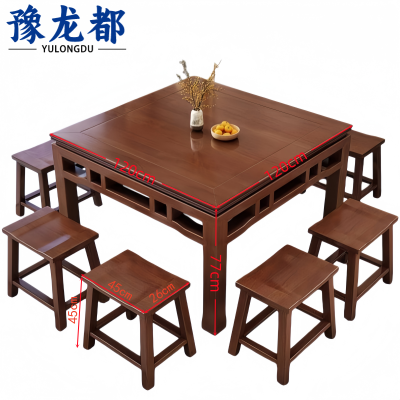 豫龙都 餐桌餐椅 1.2m一桌八椅 套