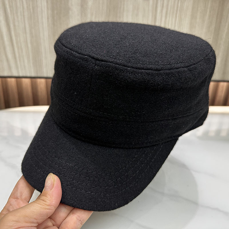 男士加大头围秋冬全封口羊毛呢平顶帽冬天保暖防寒户外运动棒球帽