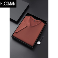 HLCOMAN混纺T恤男短袖夏季基础V领休闲短袖体恤冰丝凉感