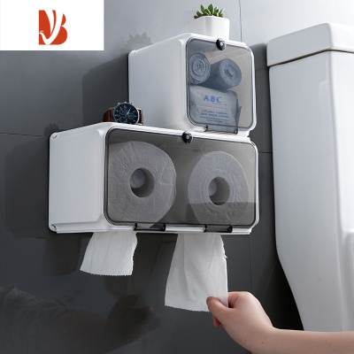 三维工匠卫生间纸巾盒防水免打孔厕所厕纸盒抽纸盒洗手间壁挂式卷纸置物架 短款+加长款-壁挂式