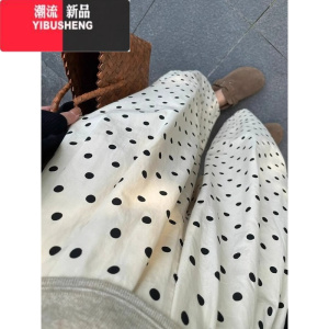 YIBUSHENG大码女装胖妹妹显瘦直筒波点气球裤胖mm裤子女季薄款休闲裤梨型