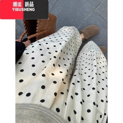 YIBUSHENG大码女装胖妹妹显瘦直筒波点气球裤胖mm裤子女季薄款休闲裤梨型