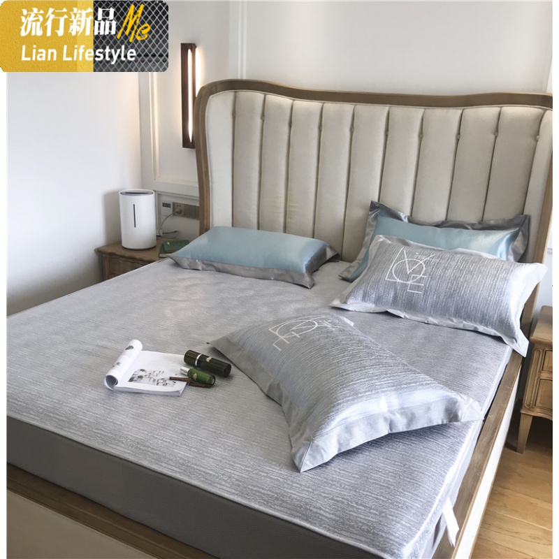 汉方养生冰丝凉席三件套 1.5米1.8m床笠款夏季可机洗水洗空调席子 三维工匠凉席/凉枕