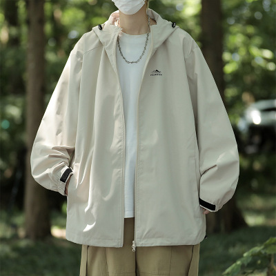 户外山系情侣冲锋衣夹克春秋宽松休闲百搭连帽夹克风衣登山服外套