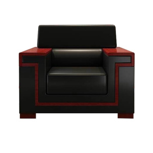 慧采云 办公家具黑色会议沙发皮质贵宾接待会客厅室沙发单人位简约现代 沙发 单人位