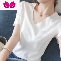七斓V领短袖t恤女夏季2023年新款小众设计感chic复古港味潮牌上衣