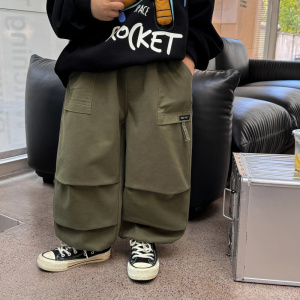 童酷儿童冬款湖州织里童装百搭宝宝长裤纯色贴标男童工装裤潮