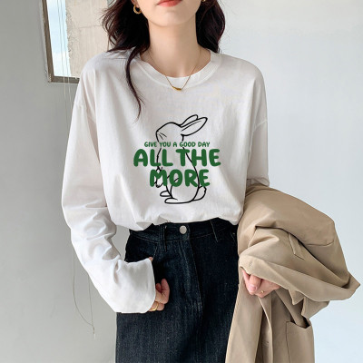 [1折价29.9元,叠加优惠券]休闲秋季长袖t恤女新款圆领宽松清新打底小衫韩系时尚简约潮