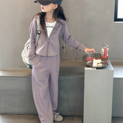 女童春秋款套装大童秋装新款洋气儿童秋季休闲运动外套两件套