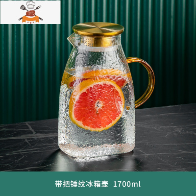 加厚冰箱凉水壶家用北欧冷水壶大号玻璃水壶可高温扎壶水杯套装 敬平