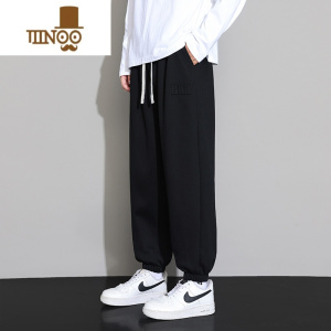 YANXU休闲裤子男士新款潮牌宽松卫裤加肥加大码运动束脚长裤
