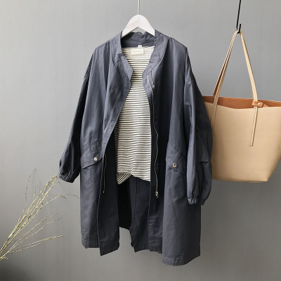 FISHBASKET韩版宽松工装风衣薄款女中长款胖mm大码外套2020新款休闲大衣风衣女