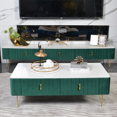 大理石电视柜茶几组合套装简约现代北欧轻奢风后现代实木客厅地柜