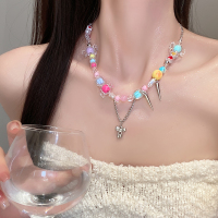 彩色水晶串珠糖果项链女小众设计网红配饰甜酷辣妹高级感锁骨链送女朋友老婆情人节七夕生日礼物