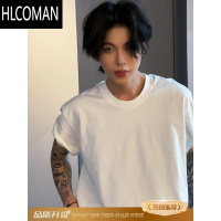 HLCOMAN英伦雅痞男装t恤cleanfit小领口短袖男款白色内搭打底衫半袖