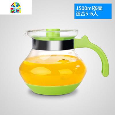 家用玻璃冷水壶可高温大容量超大扎壶凉白开水杯泡茶壶北欧套装2L FENGHOU C026_1500ml绿色凉水壶