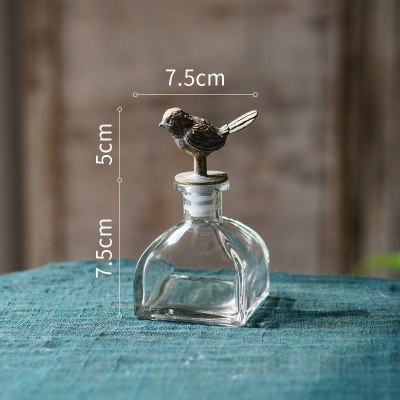 美帮汇复古怀旧铁艺玻璃装饰器皿收纳瓶花瓶瓶杂货花园摆件 驻鸟瓶