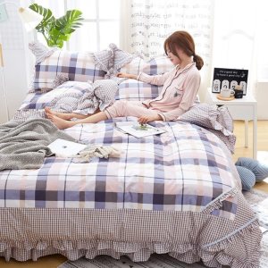 美帮汇四件套全棉全棉同款带花边春季少女心田园小碎花床单韩式粉色