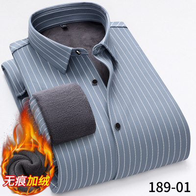 秋冬新款男士无痕衬衣假两件保暖长袖衬衫加绒保暖内衣潮_281