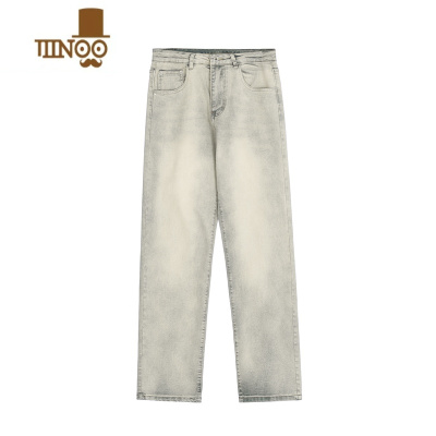 YANXURedEye红眼 高街黄泥染水洗直筒牛仔裤男美式复古做旧vibe裤子