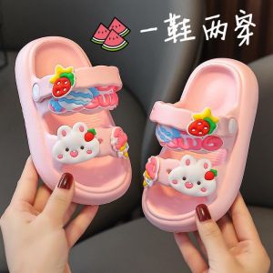 女童凉鞋夏季可爱超萌儿童拖鞋卡通兔子凉鞋婴幼儿两穿沙滩鞋