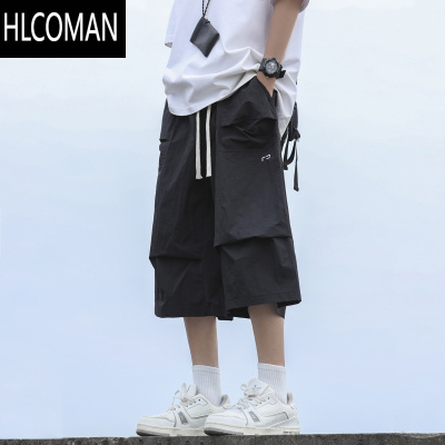 HLCOMAN美式复古户外机能风工装伞兵短裤男女直筒宽松冲锋休闲过膝七分裤