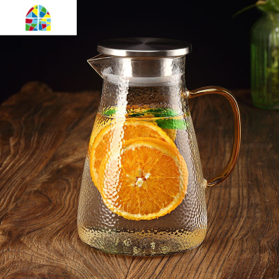 北欧大容量冷水壶凉白开水壶凉水壶玻璃可高温凉水杯家用套装茶壶 FENGHOU 圆水壶1.8升+4个晶韵杯+托盘