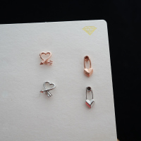 韩国进口简约别致缕空丘比特爱心回形针耳骨钉旋转螺丝拧堵送女朋友老婆情人节七夕生日礼物