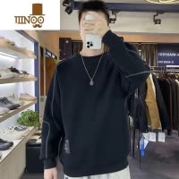 YANXU2023秋季新款潮牌肌理感男卫衣款潮流打底衫男装上衣服