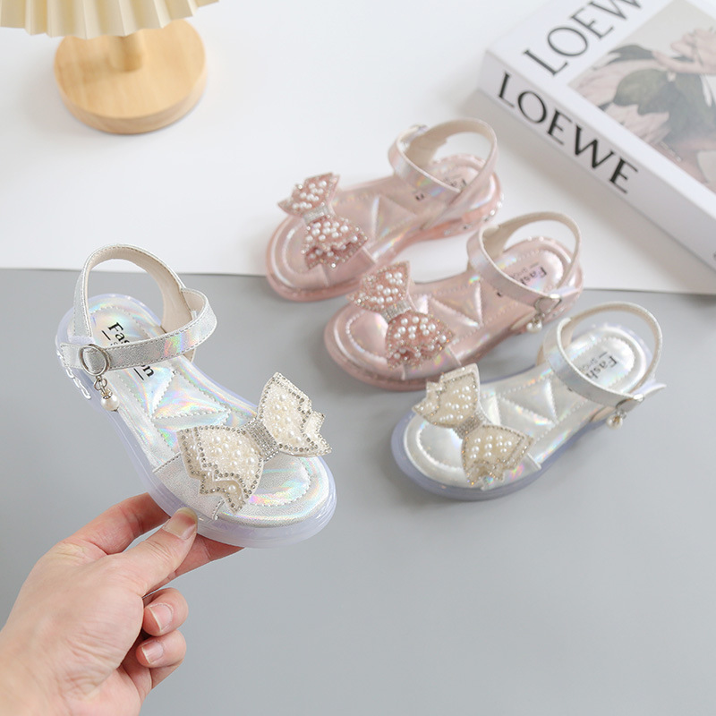 儿童凉鞋2026夏季新款珍珠蝴蝶结女童公主凉鞋时尚透气夏季鞋