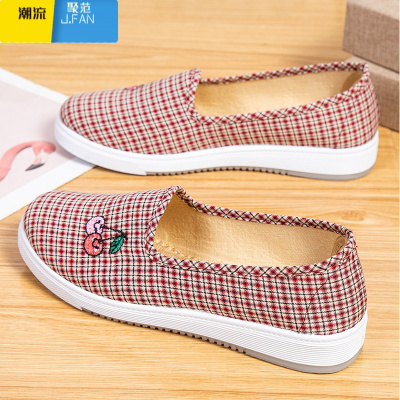 聚范新款老北京布鞋一脚蹬帆布妈妈鞋中老年软底舒适单鞋休闲女鞋