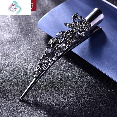 盘头发夹子鸭牛角抓夹妈妈长发夹一字夹大号中年盘发简约优雅你那么美紫+蓝