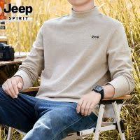 JEEP吉普羊毛蚕丝绒打底衫男半高领秋冬保暖长袖T恤中领2025新款