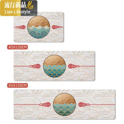 新中式厨房地垫可擦免洗防水防滑防油长条皮革进脚垫地毯阳台 三维工匠