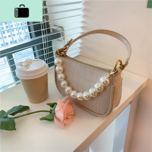 迷你小包包2020春夏新款单肩斜跨包手拎包法棍包珍珠链条包腋下包NEW LAKE 暖杏仁3条肩带女士单肩包 暖杏仁3条肩带