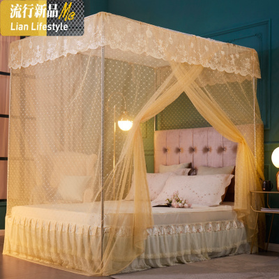 老式方用宫廷蚊帐1.5米双人1.8m床不锈钢支架落地公主风蚊帐 三维工匠