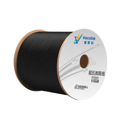 维斯科VasW-C5E-50BK2 0.50mm超五类4对非屏蔽双护套室外网线 305.00米/卷(计价单位:卷)黑色