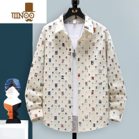 YANXU牛仔衬衫式外套男青少年潮牌长袖衬衣初中高中学生潮流夹克