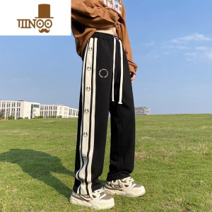 YANXU美式潮牌高街宽松阔腿裤男士秋季新款休闲长裤潮流百搭直筒裤子男